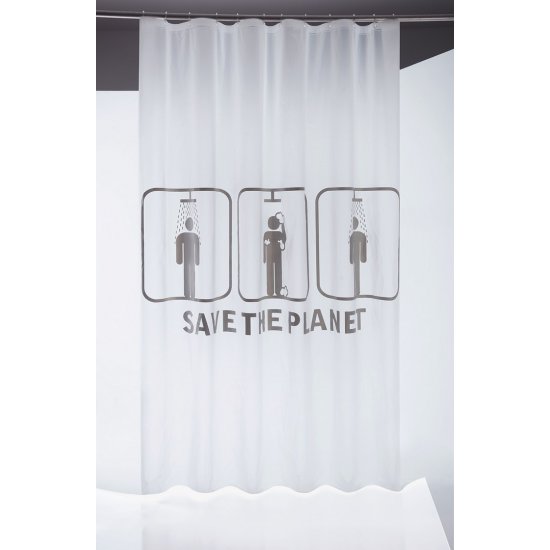 Perdea Duș SAVE THE PLANET Alb - Gri