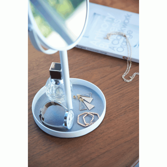 Oglindă Cosmetică + Tavă Accesorii TOWER Alb