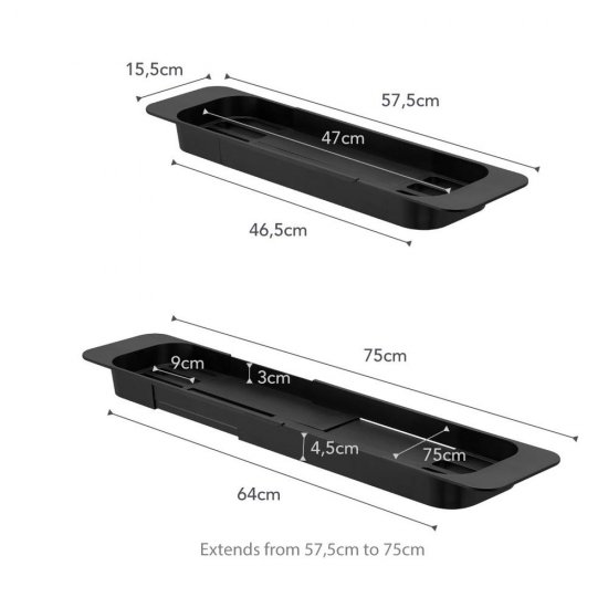 Tava Extensibila Pentru Cadă TOWER Negru