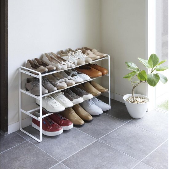 Suport Pantofi Extensibil 3 Nivele FRAME Alb