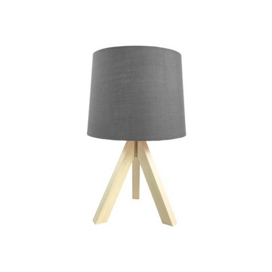 Veioză Scandinavică TRIO Lemn Culoare Abajur Gri