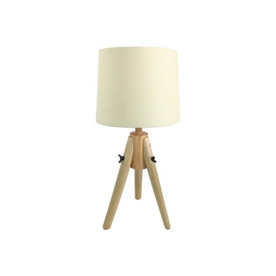 Veioză Scandinavică Lemn Culoare Abajur Bej